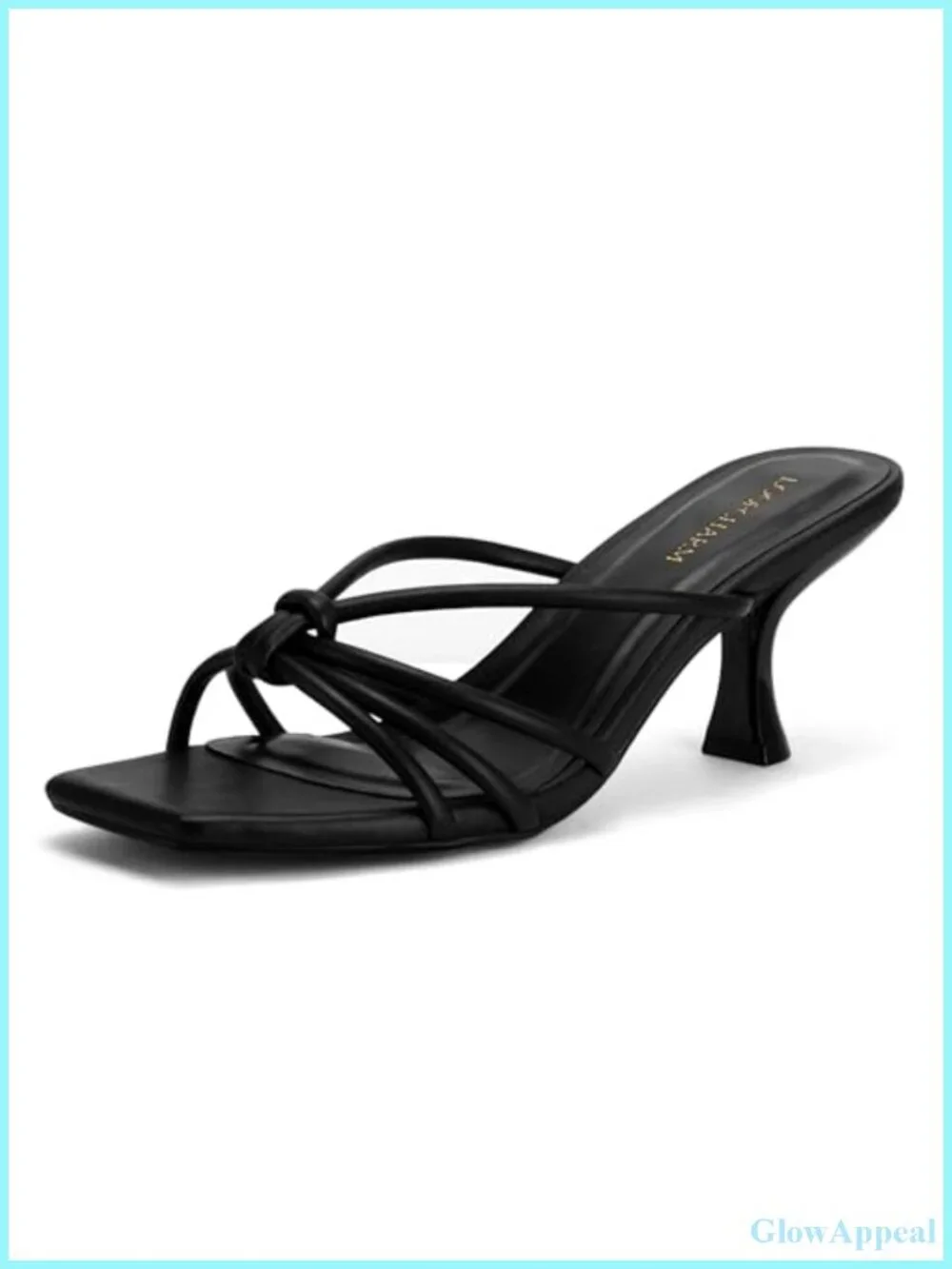 Women's Strappy Kitten Heel Knotted Square Open Toe Mule Sandals - Faux Leather